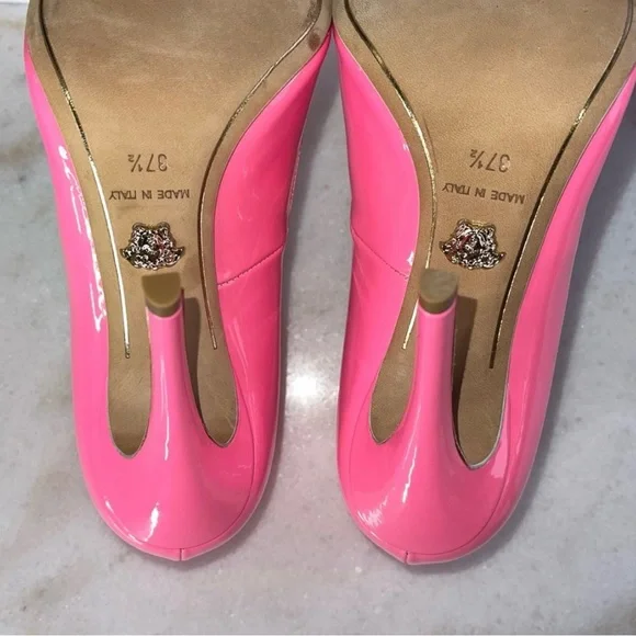 New Versace Pink Palazzo Medusa Patent Leather Pointed Toe Pump in Pink - Picture 14 of 17